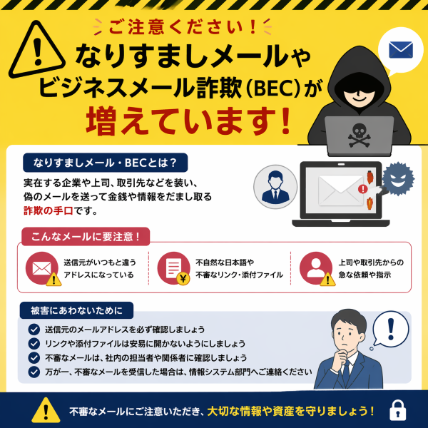なりすましメール、ビジネスメール詐欺